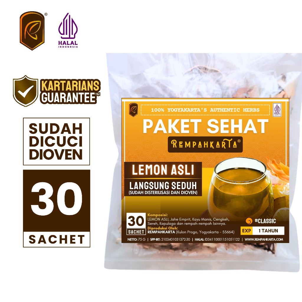 

REMPAHKARTA Paket Sehat Wedang Uwuh Lemon (30 Sachet)