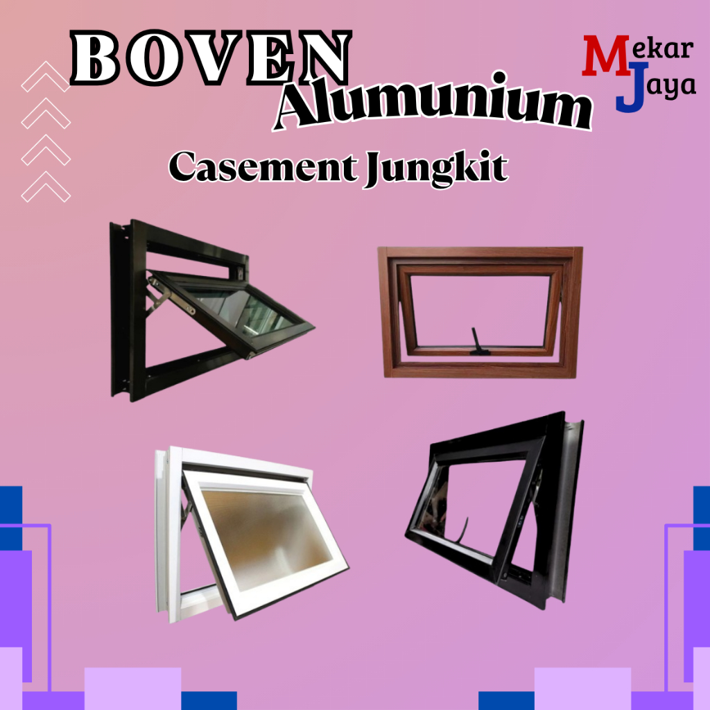 JENDELA BOVEN ALUMUNIUM CASEMENT JUNGKIT UKURAN 50X50/50X60/50X70/50X80/50X90/50X100/50X110/50X120