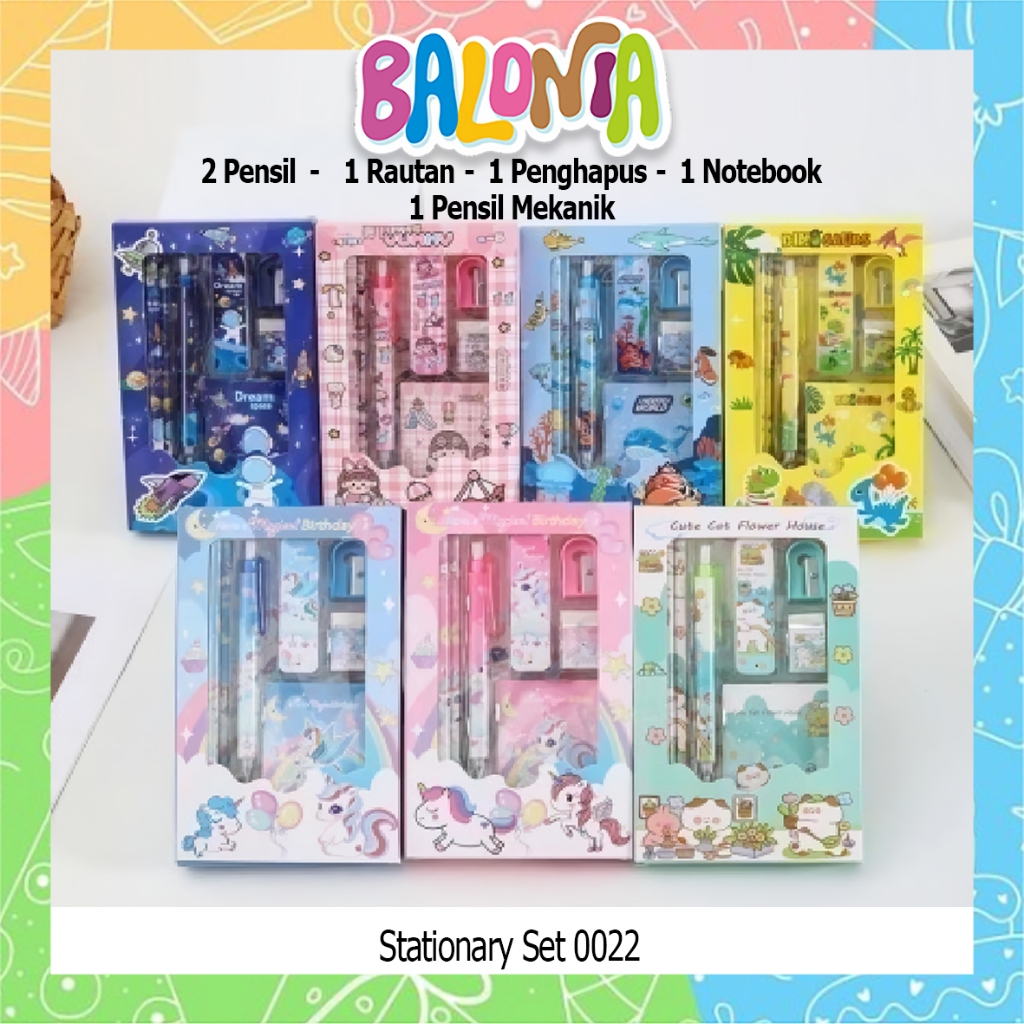 

Stationary Set Fancy, set alat tulis, alat tulis anak, paket alat tulis, kado ulangtahun