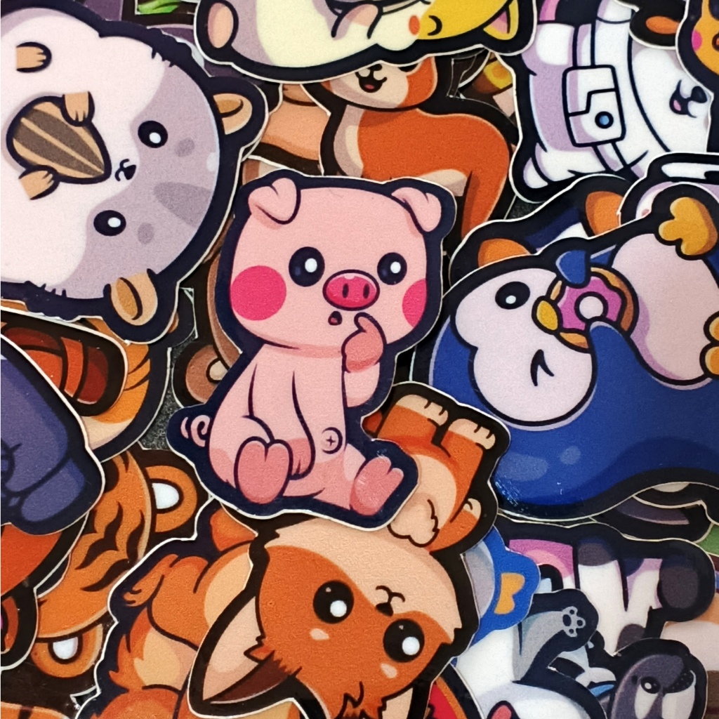 

Stiker custom die cut gambar binatang lucu bahan graftac laminasi