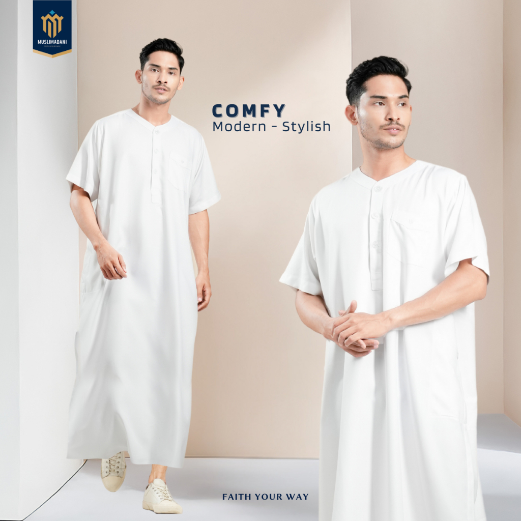 BESTPROMO Muslimadani Jubah Dewasa SYAFIQ Gamis Pria Lengan Pendek