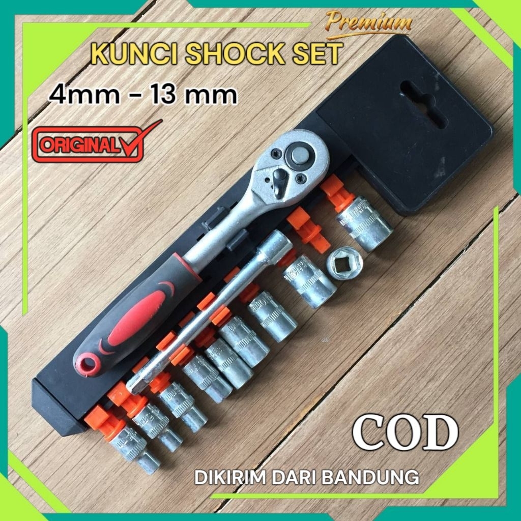 Kunci Shock Set 12 Pcs Wrench 1/4" Kunci Shock Ratchet 4-13mm