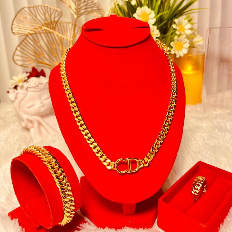 Set Perhiasan Titanium Wanita Christian Dior Fashion Style 334 524