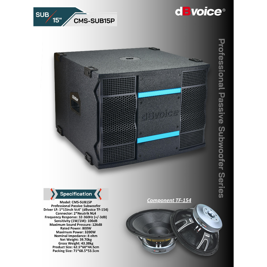 Speaker Pasif Subwoofer 15 Inch DBVOICE CMS SUB 15P | CMS SUB15P Original