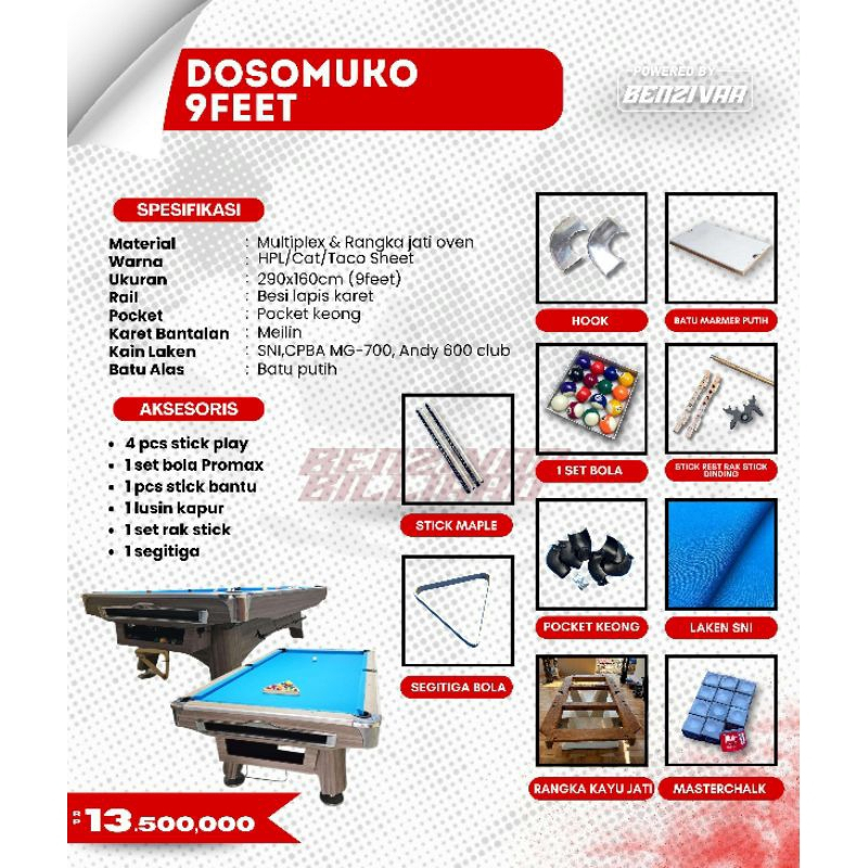 MEJA BILLIARD LOKAL DASAMUKA MEJA BILLIARD LOKAL 8FT 9FT