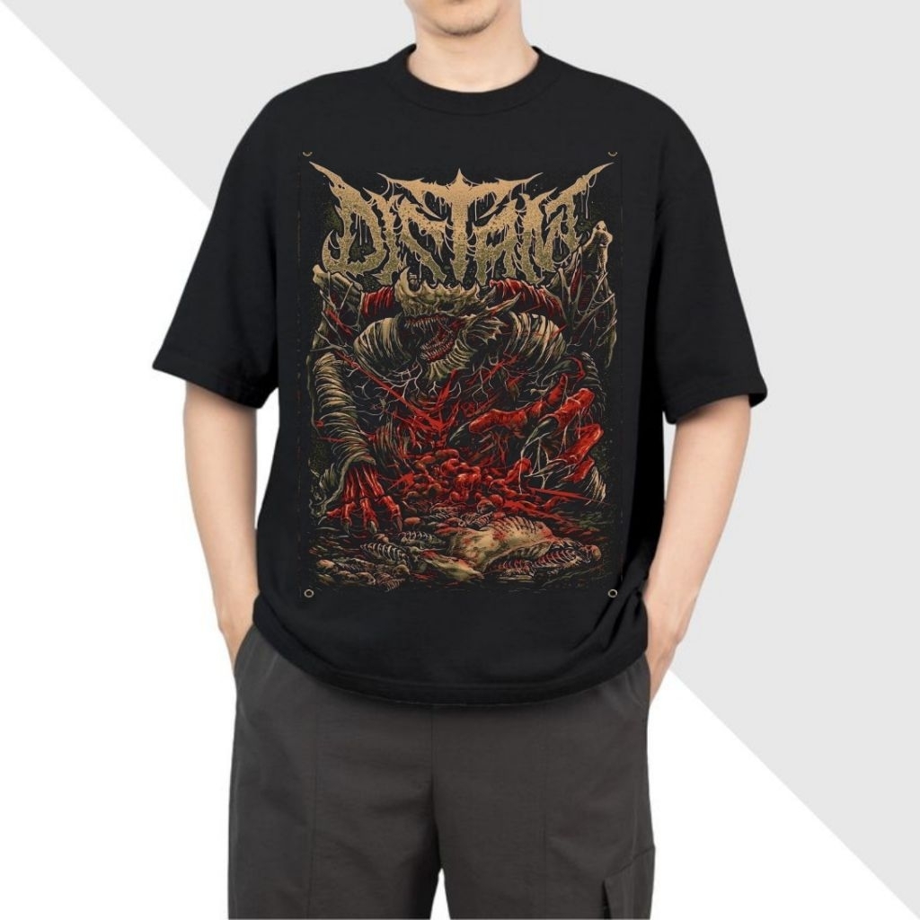 Kaos T Shirt Metal Kaos Distro Pria Wanita  DISTANT Death Metal Hitam