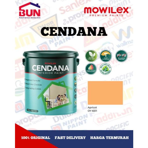 Mowilex Cendana Interior Paint Cat Tembok 25 Kg - APRICOT (TINTING)