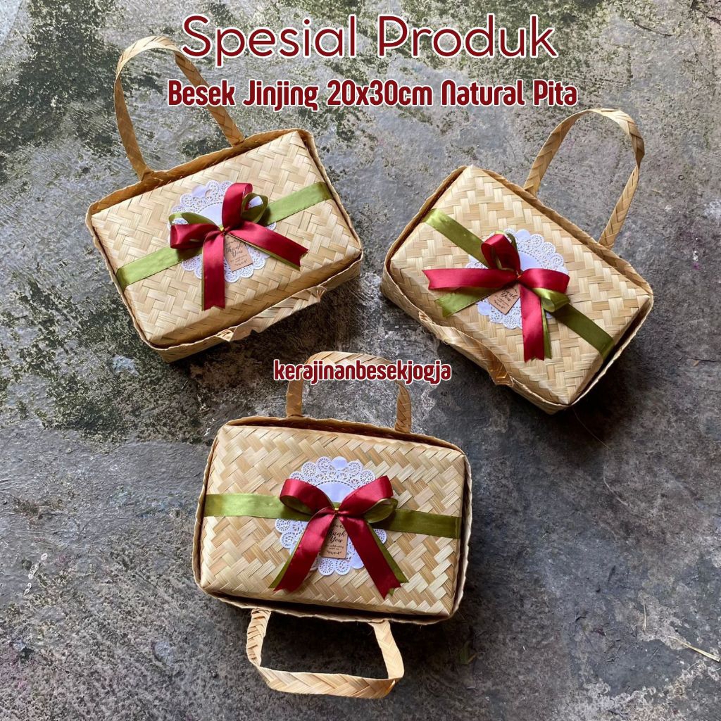 BESEK JINJING 20X30 NATURAL PITA | hampers bingkisan besek cantik tas besek