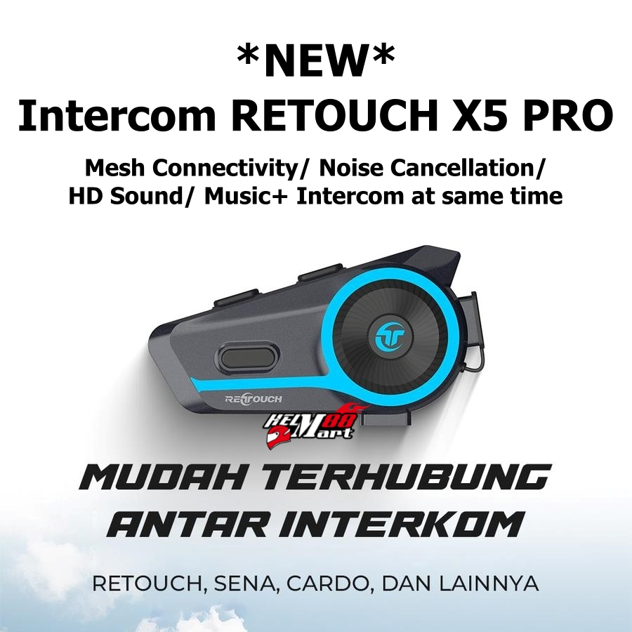 Intercom Retouch X5 PRO & X5 NEW - Interkom Helm Bluetooth Headset Motorcycle