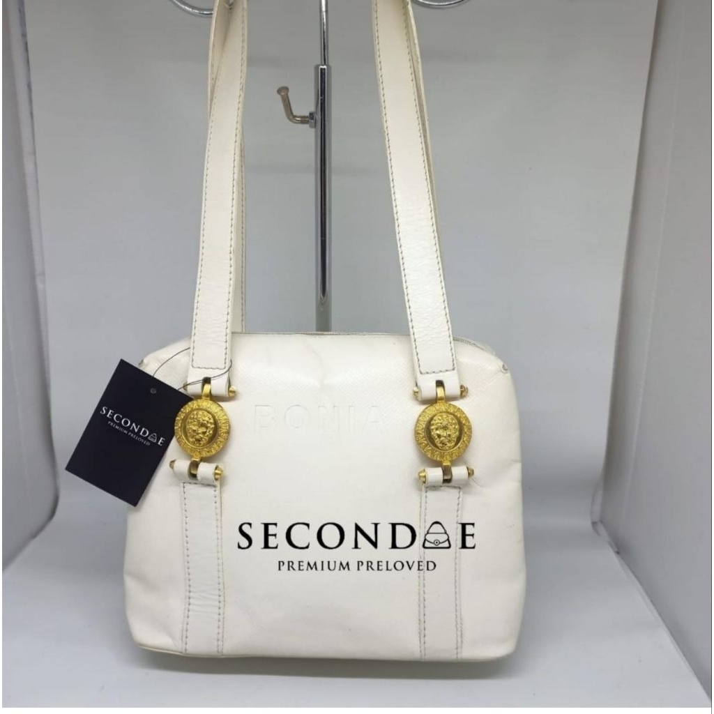 tas bonia vintage jadul putih preloved