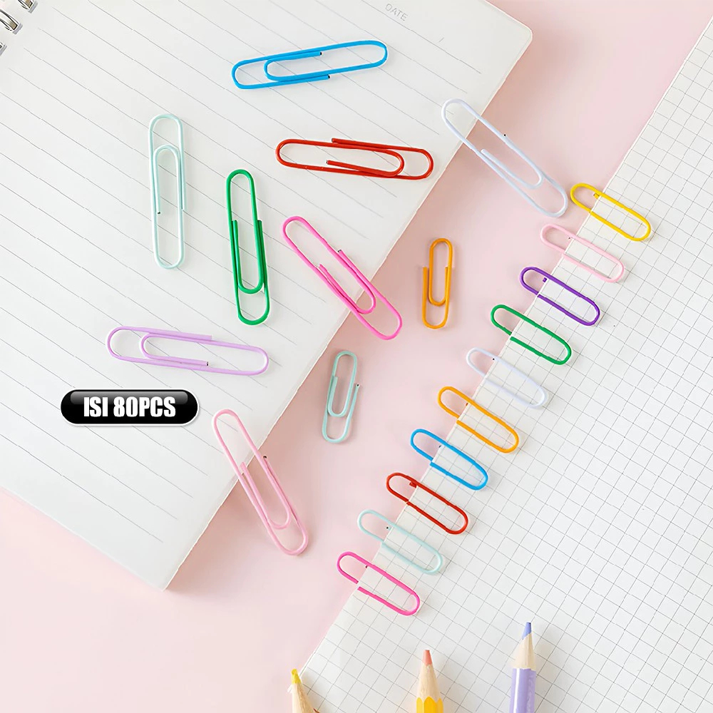 

Paper Clip Warna Metalic Isi 80pcs Klip Kertas Warna Macaron / Klip Penjepit Kertas Aesthetic / Clip Pack Jepitan Kertas Serbaguna