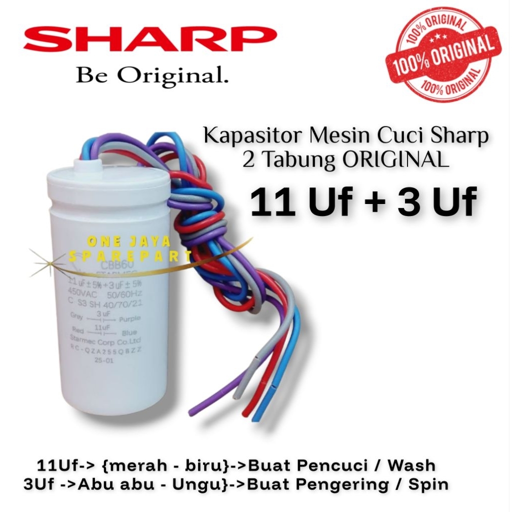 SHARP ES-T65MW ES-T65M ES-T65NT Kapasitor Mesin Cuci 2 tabung Sharp ES-T65M T65MW T65NTORIGINAL KAPA