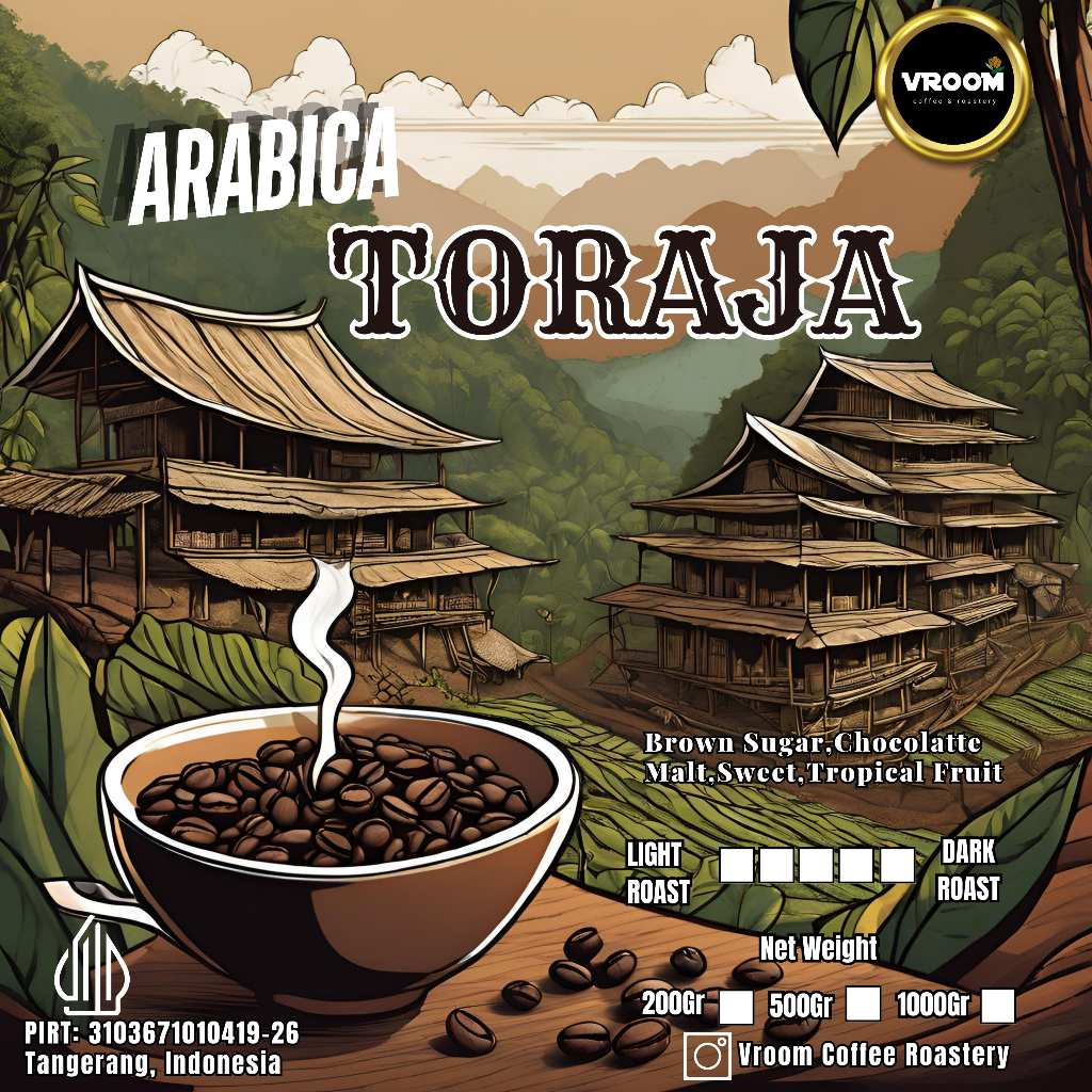 

Coffee Arabica Toraja Sulawesi Roasted Bean Arabika Kopi Biji Matang Bubuk 1Kg