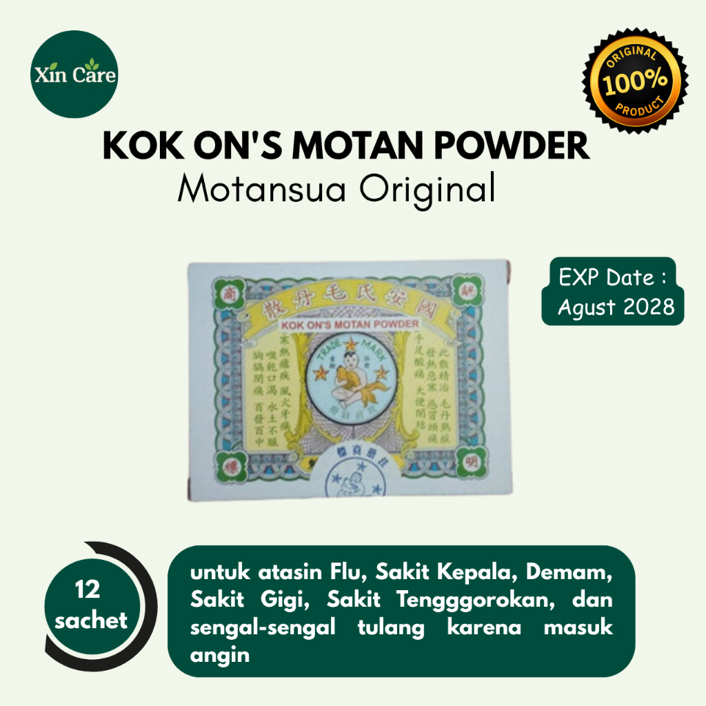 KOK ON'S MOTAN POWDER, Motansua Original obat demam panas dingin Anak dan Dewasa.