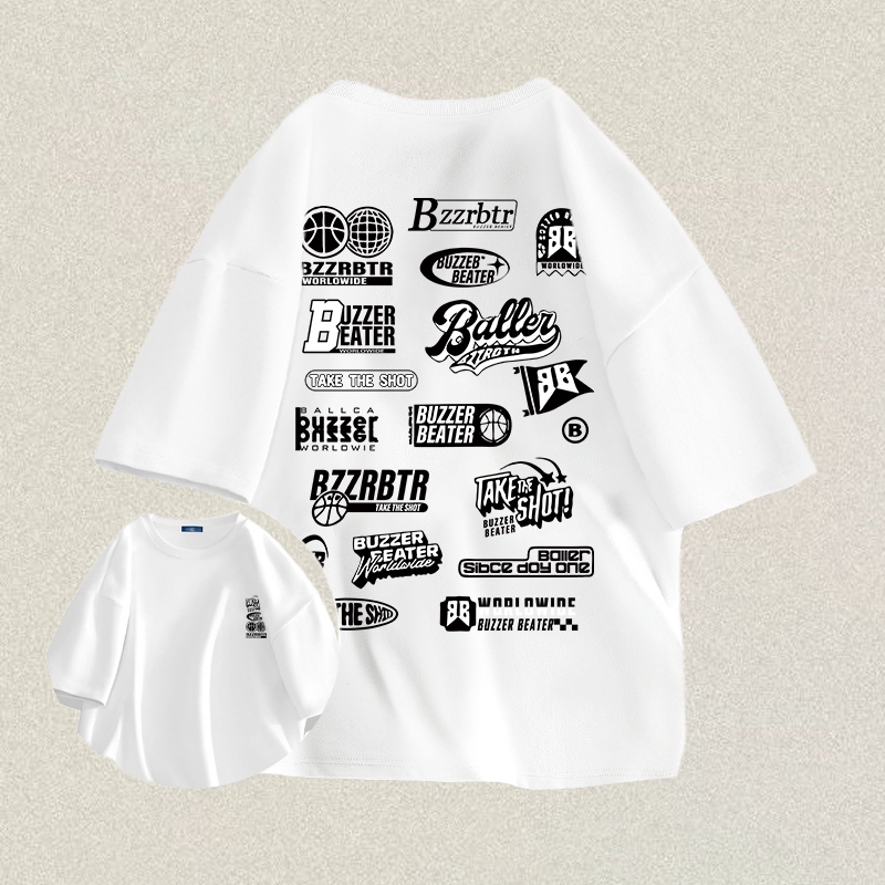 RENELLE Baju Kaos Oversize Pria | Cetak Huruf Cetak Logo Merek Trendy Kaos Putih | Kaos Pria Distro 