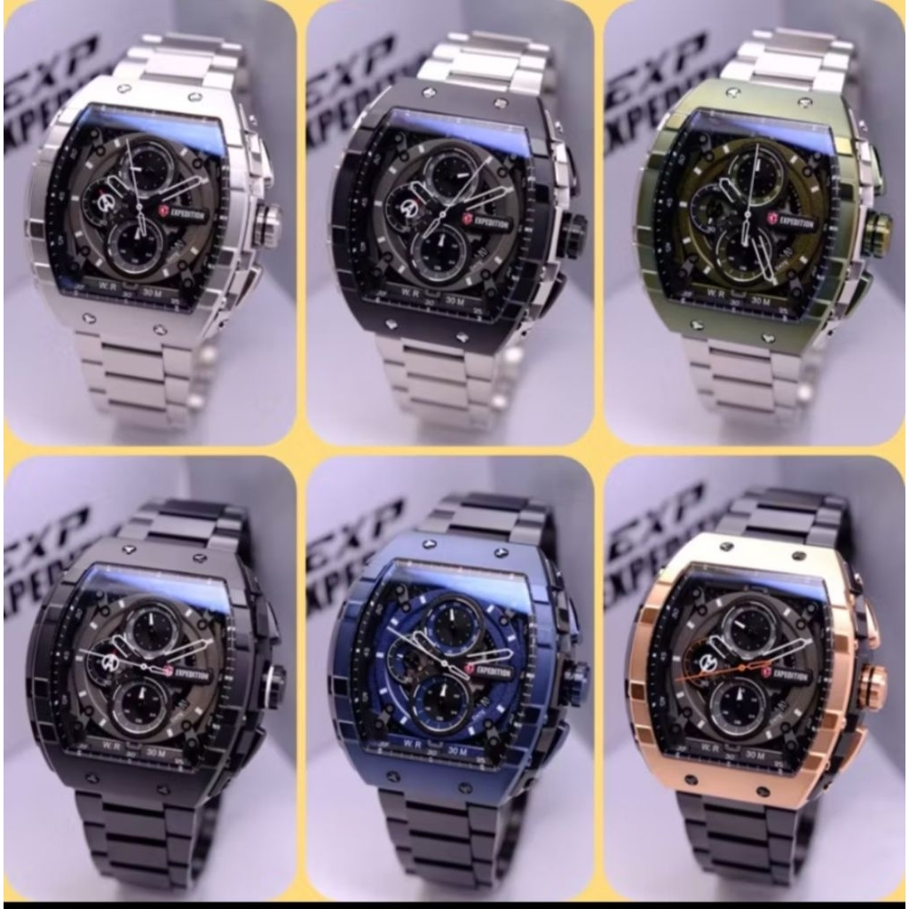 Original Jam tangan pria Expedition e6782 / e 6782 tali stainless steel