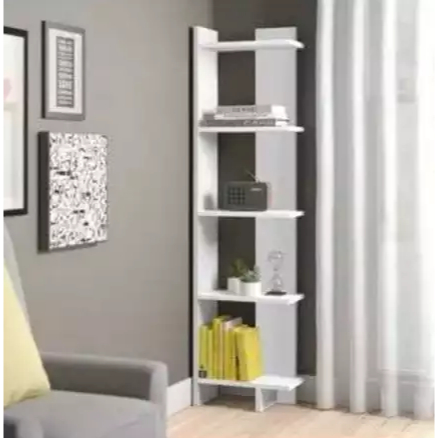 WOODCENTER Rak Rack Sudut Tempat Buku Vas Bunga Ambalan Kayu Susun 5 Tingkat Dekorasi Minimalis