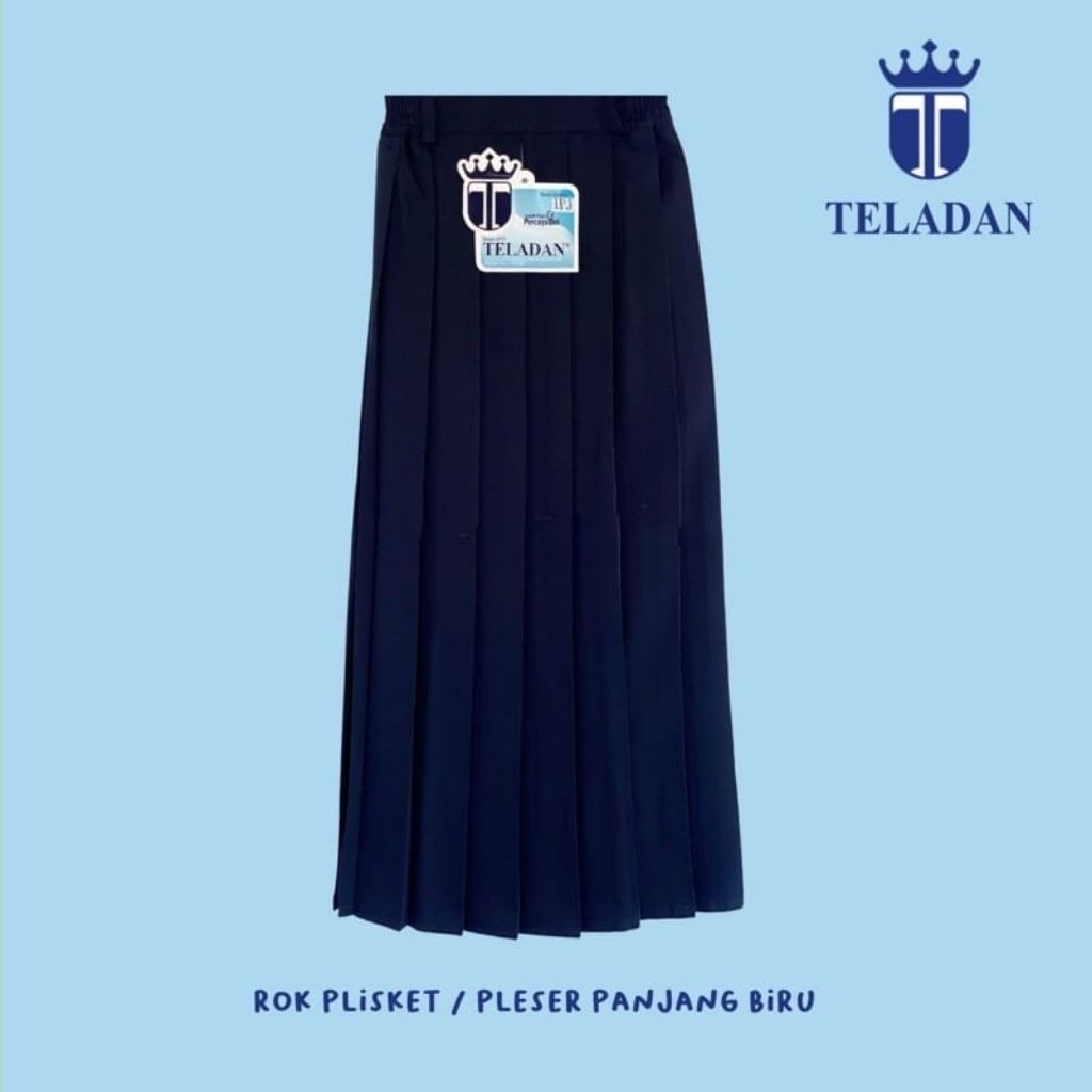 ●NARA●Seragam Sekolah Teladan - Rok Pleser Biru SMP - Panjang