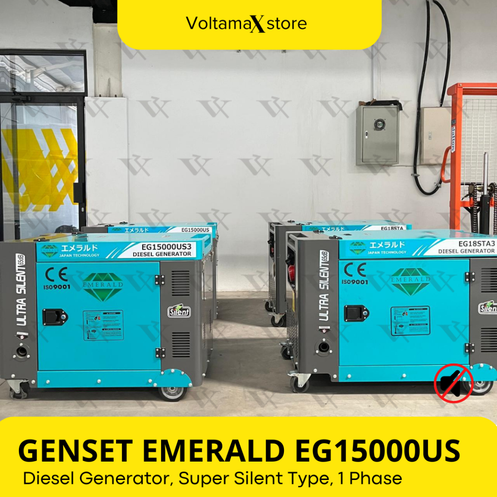 Genset Solar 12 kva 10000 watt Emerald Silent Portable EG15000US - Silent Diesel