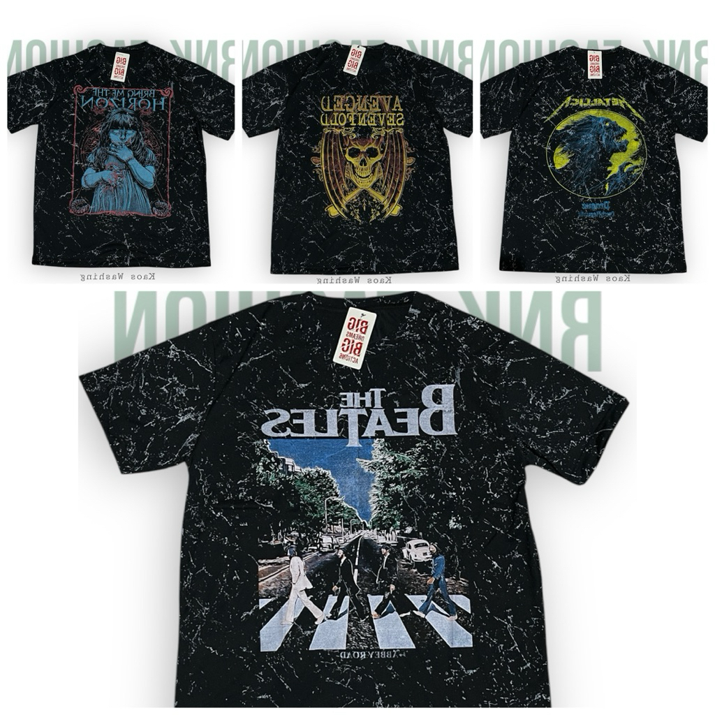 1PCS KAOS DISTRO WASHING FULL PRINT MOTIF BAND T-SHIRT SEMI KATUN 24S LENGAN PENDEK