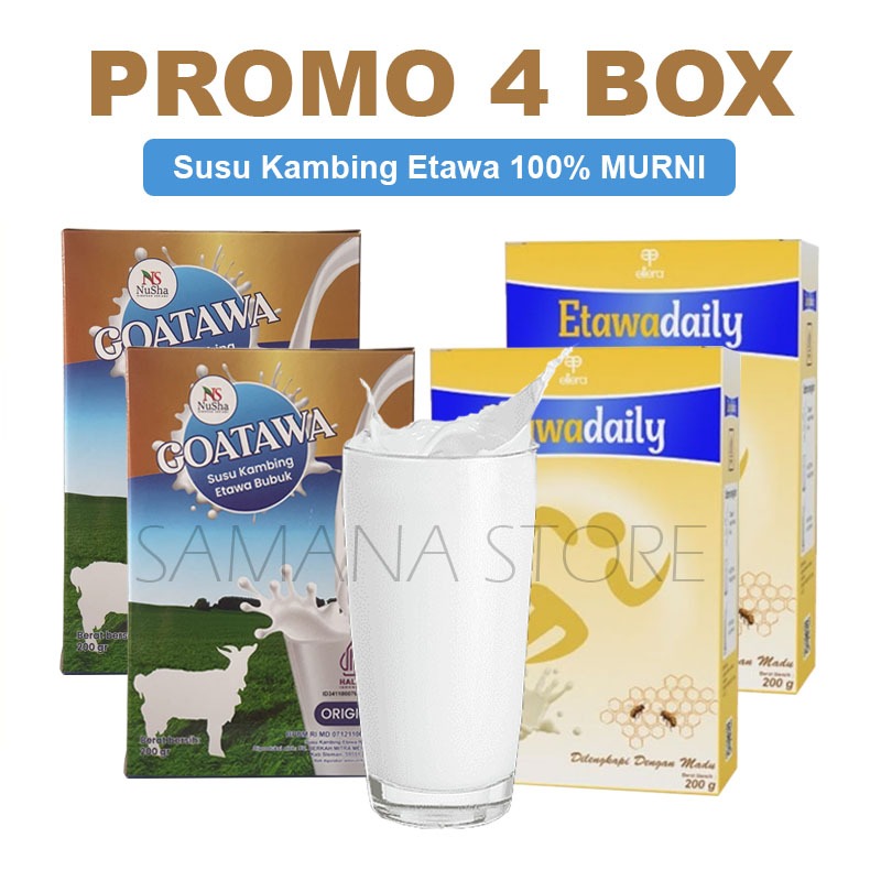 

paket 4 box susu kambing etawa goatawa + etawadaily 100% original
