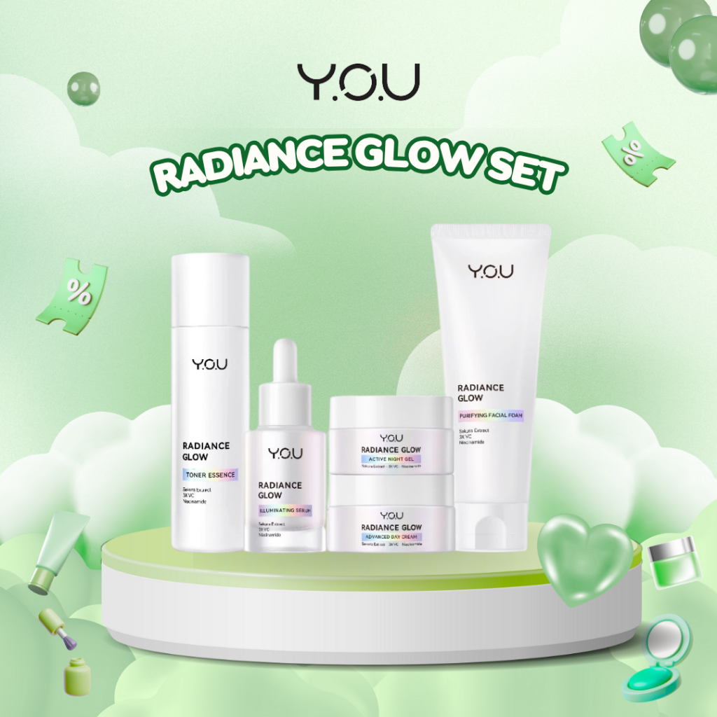 YOU Radiance Glow Skincare Set | Facial Foam | Toner | Serum | Day Cream | Night Cream