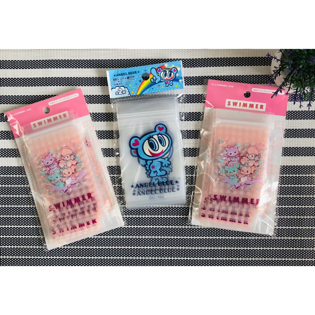 plastik klip karkater zipper bag zip lock angel blue swimmer original japan