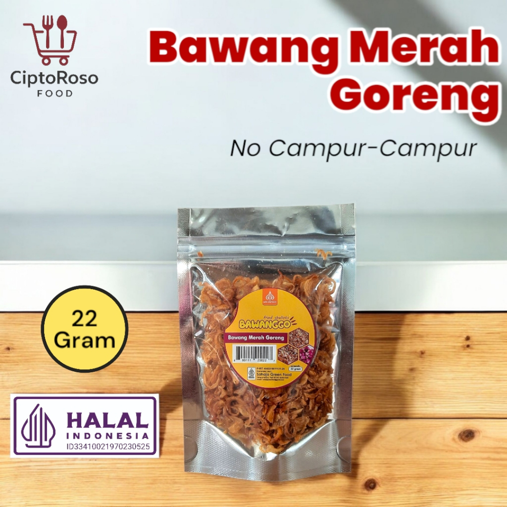 

CiptoRoso Food Bawang Merah Goreng 22 Gram asli renyah kriuk tanpa campuran
