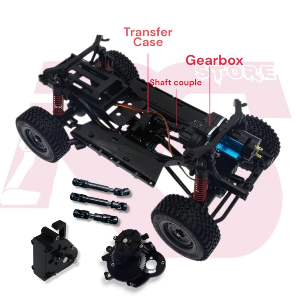 Spare part original kit gearbox transfer case shaft couple untuk MN128 MN86K/S RC 1:12
