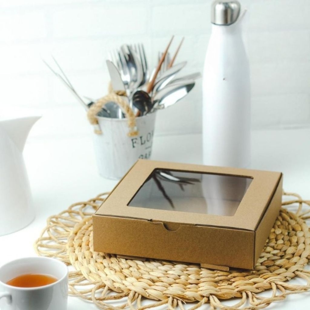

BOX WINDOW - Dus pizza jendela mika box brownies cake packaging kue kotak kado hampers 20x20x5 cm