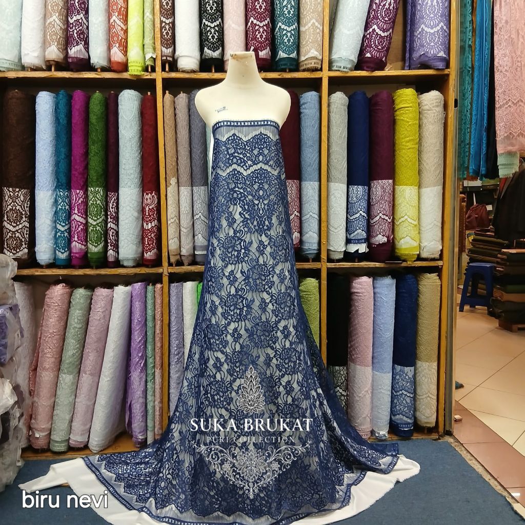 Suka Brukat. Brokat Semi Prancis Motif Fatmawati. Kain Bahan Kebaya Premium.
