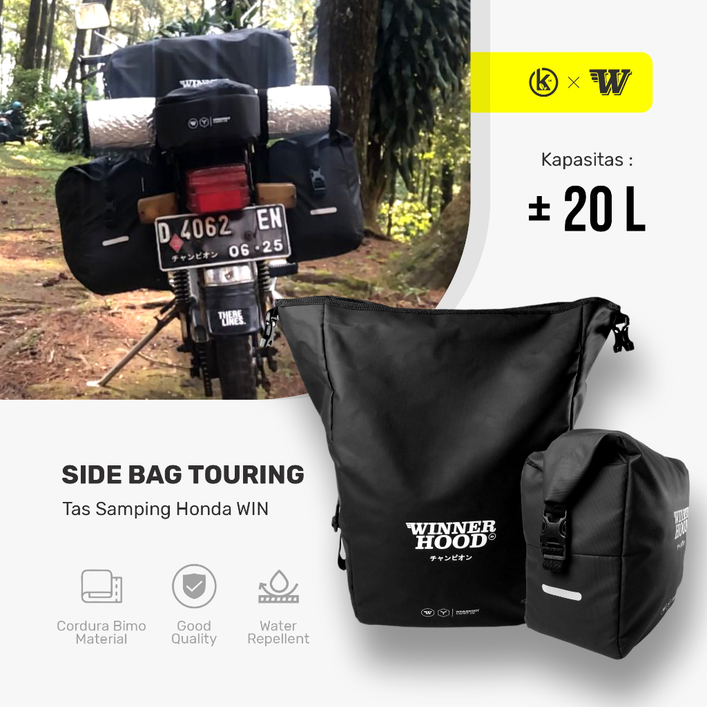 WINNER HOOD - Tas Pannier / Sidebag Touring ( ± 20L ) Motor Honda WIN 100