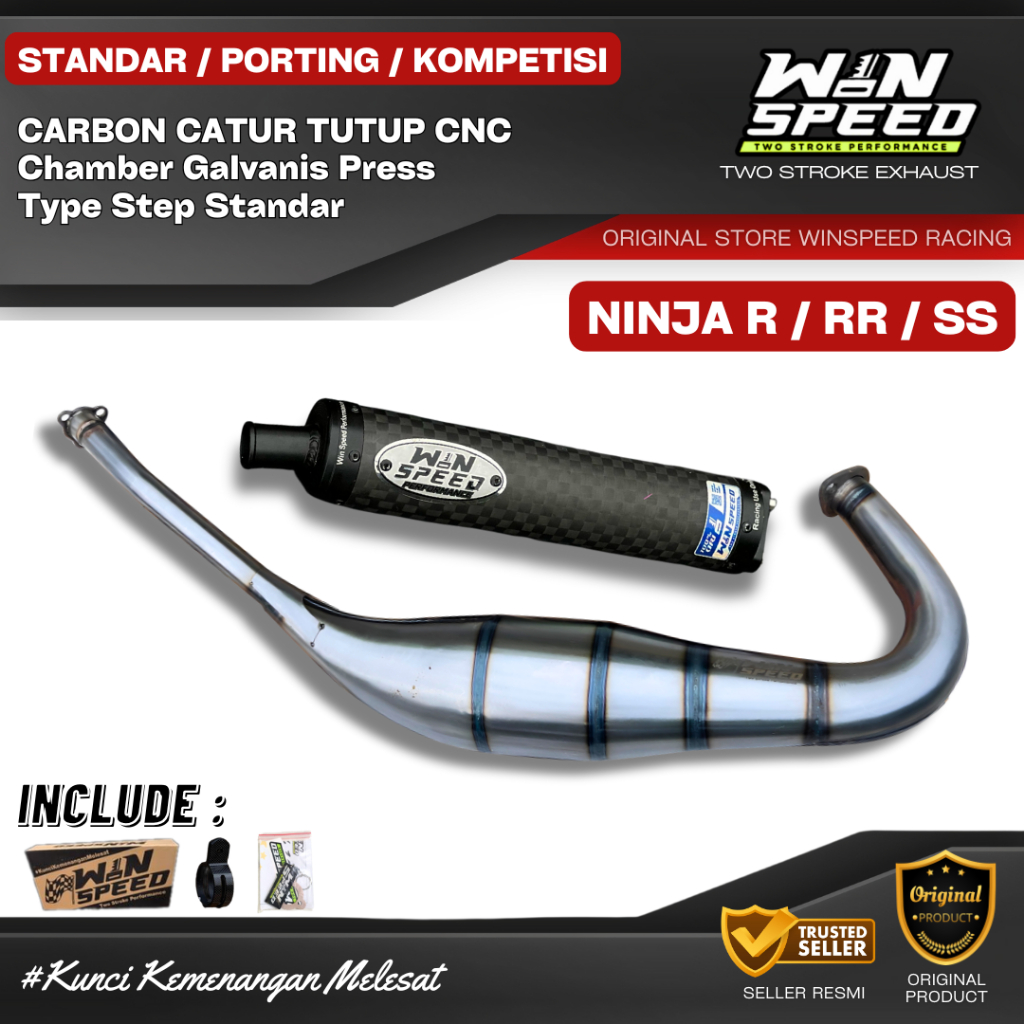 Knalpot Ninja 2TAK SS/R/RR Type Step Standar Chamber Galvanis Press Silincer Carbon Catur Doff Tutup