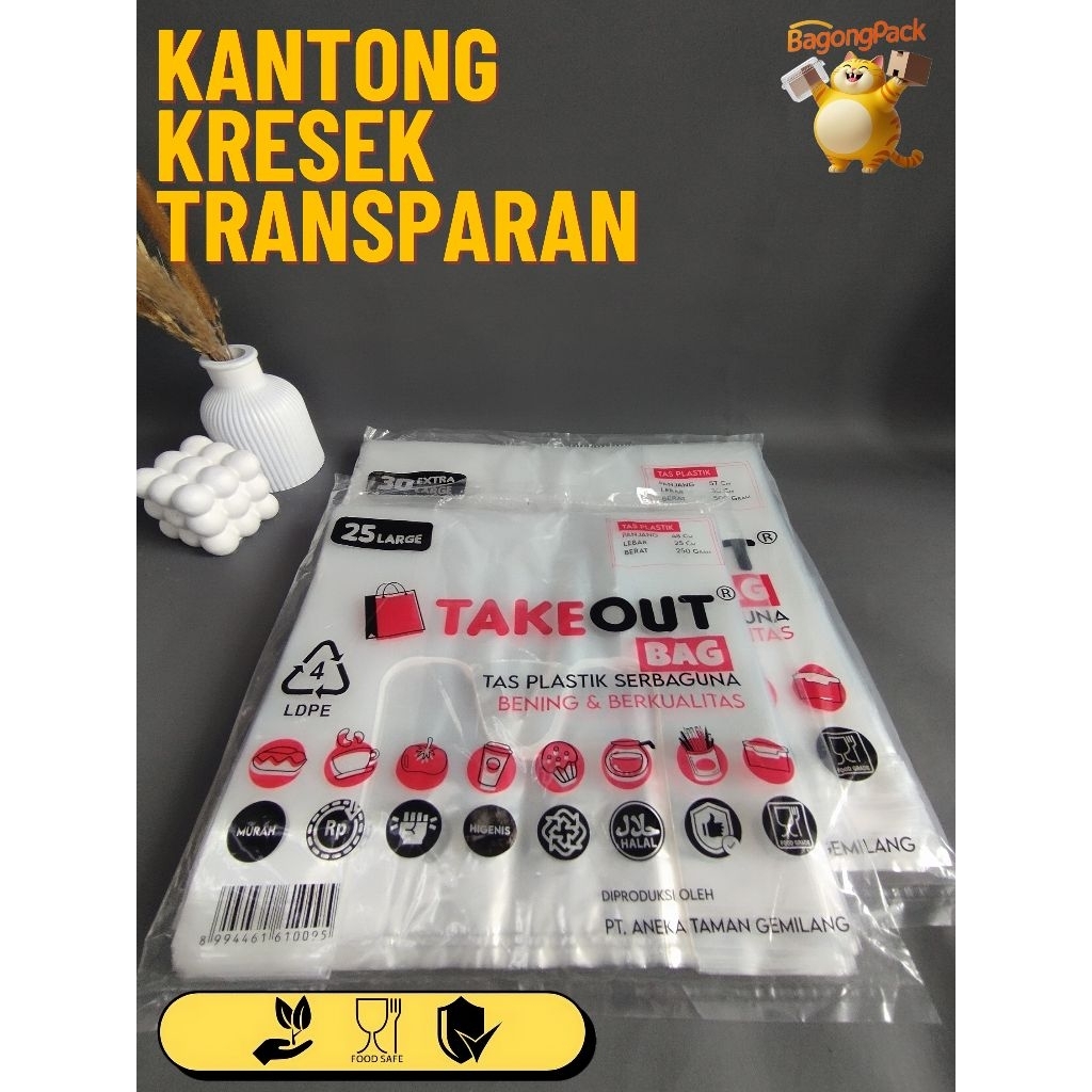 

Tas Plastik/Tas Plastik Bening/Plastik Makanan Ukuran 25 Large dan 30 Extra Large