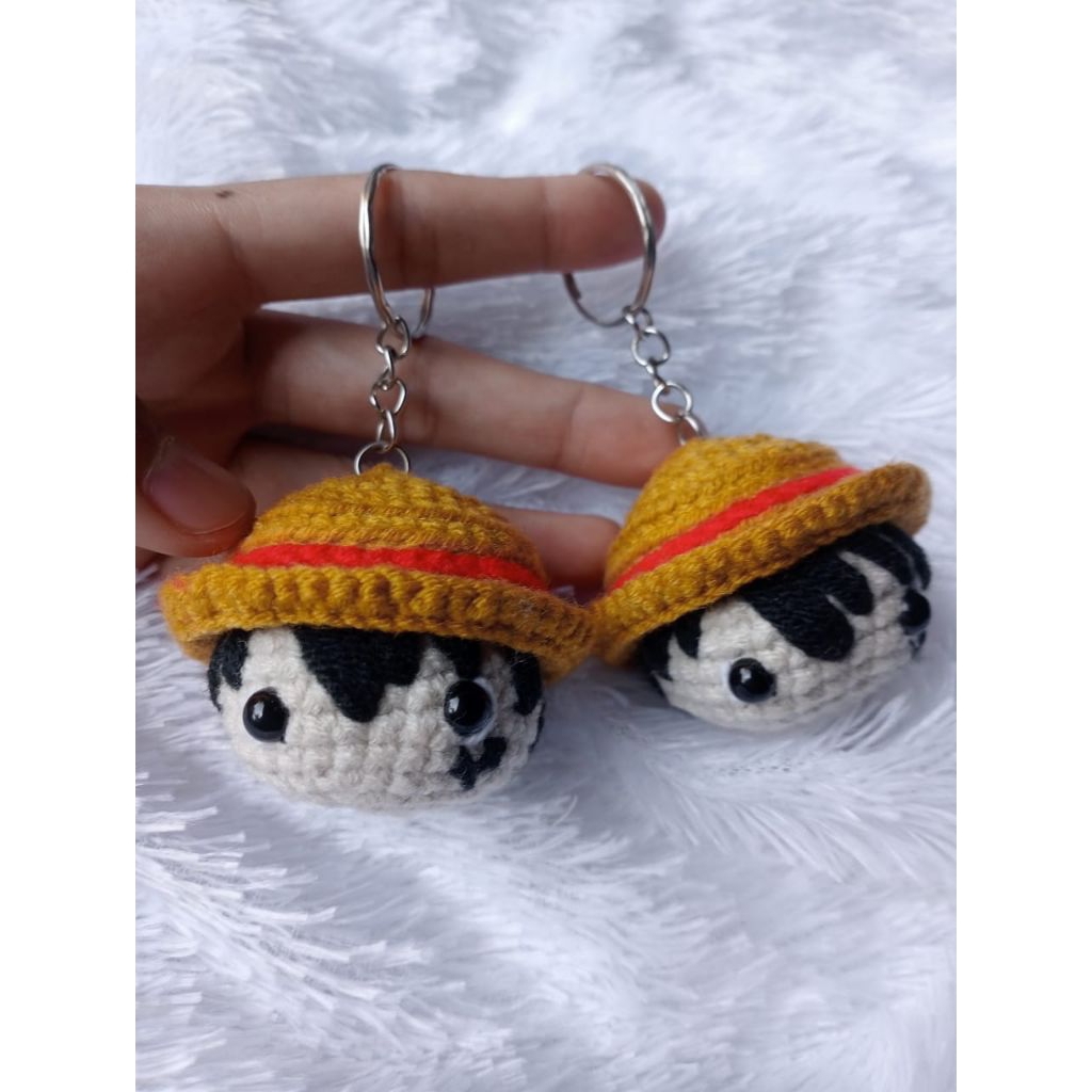 Ganci Rajut Luffy / amigurumi luffy / gantungan kunci rajut