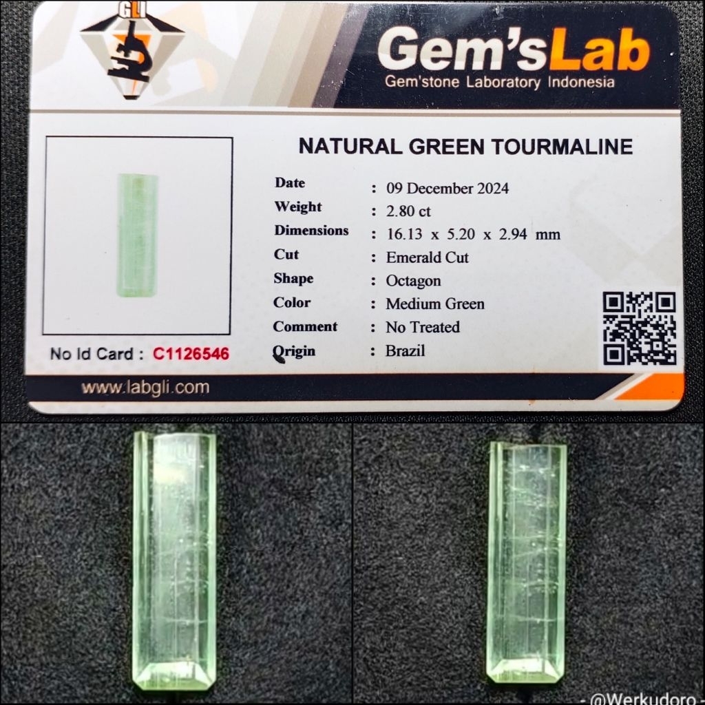 NATURAL GREEN TOURMALINE + MEMO (real pict)