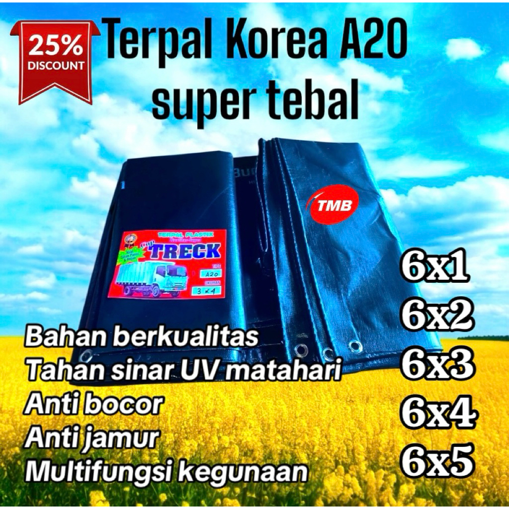 TERPAL HITAM LEMBARAN 6x1 6x2 6x3 6x4 6x5 BAHAN TEBAL BERKUALITAS KOREA TAHAN SINAR UV MATAHARI, ANT