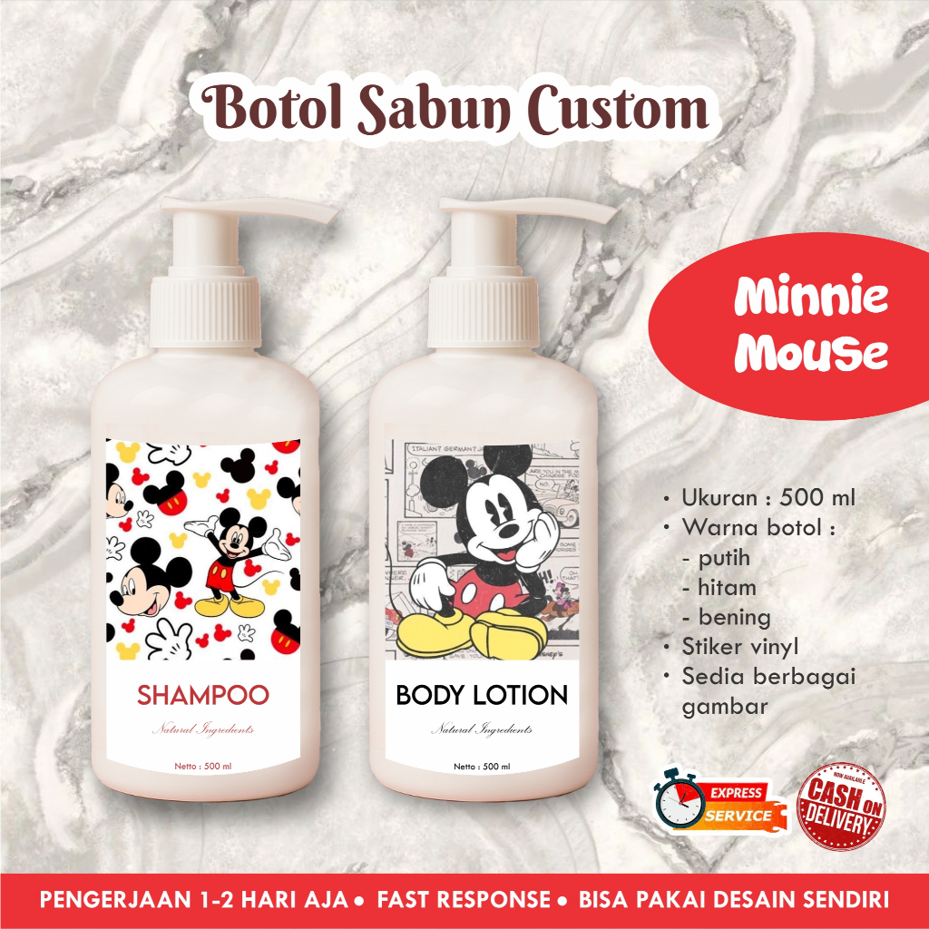 [REMIX] Botol sabun cair Mickey Mouse / bottle pump 500 ml Soap, Shampoo / perlengkapan rumah