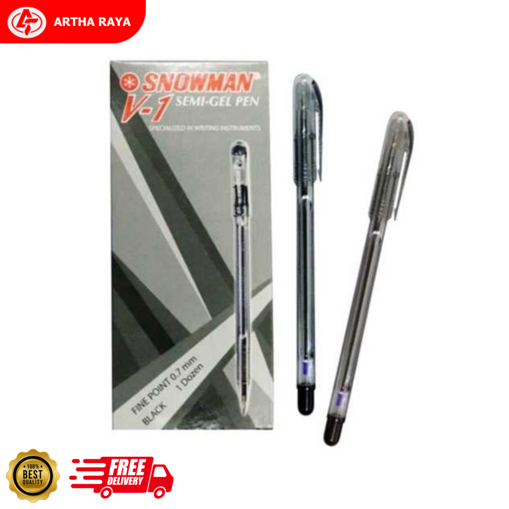 

Pena Pulpen Snowman V-1 V1 Hitam Isi 12 Pcs