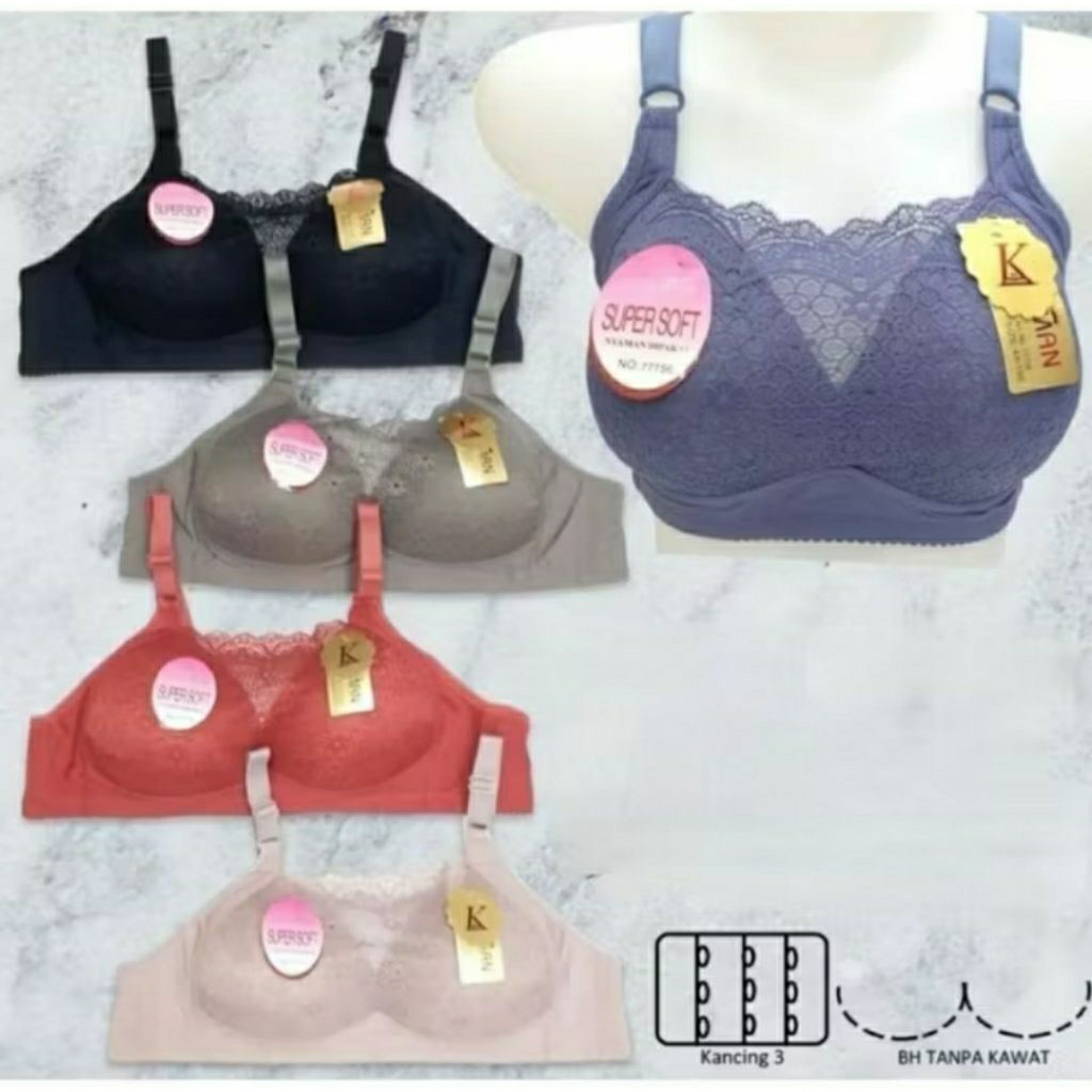 1/3 PCS BRA KAXILIMAN 7756 Bra Kemben Viral Tanpa Kawat Renda Bagus dan Cantik