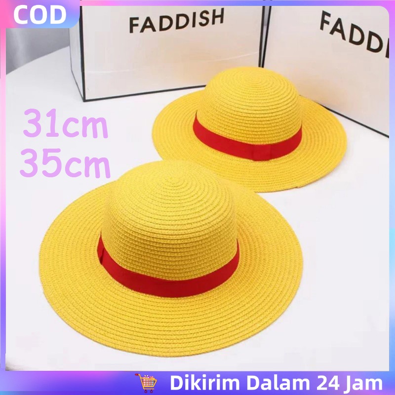 31/35cm Topi Anyaman Topi Jarami Luffy Topi Jerami Straw Hat Luffy Topi Jerami Luffy One Piece Topi 