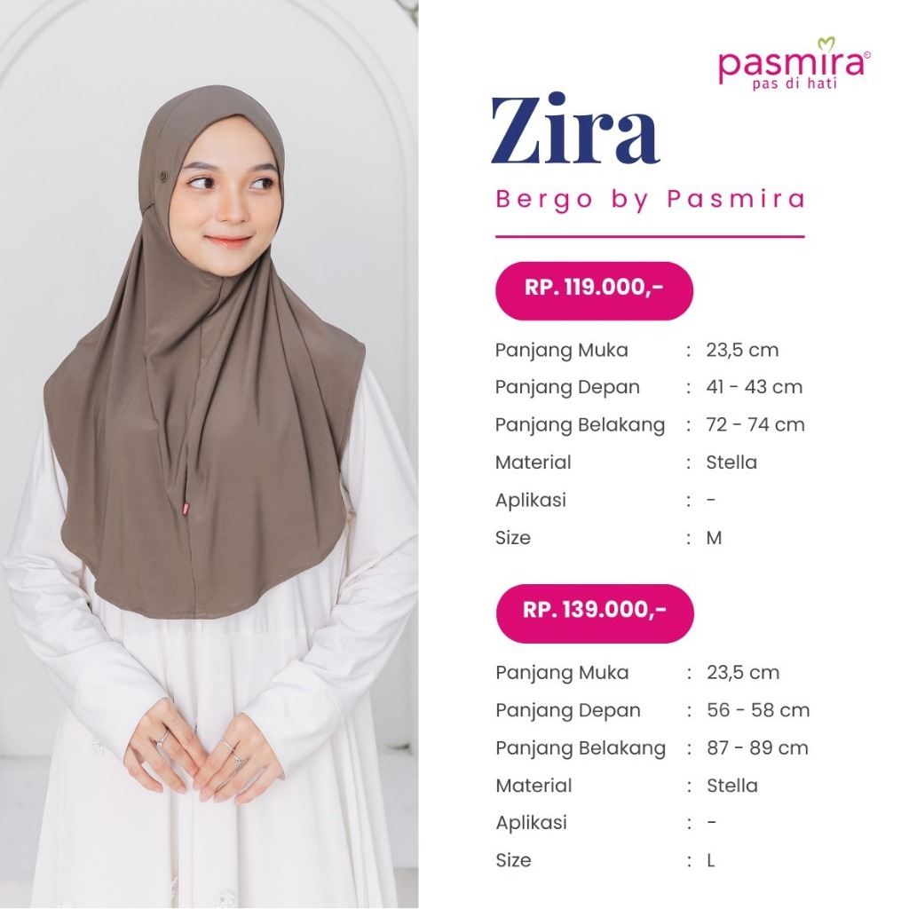 PASMIRA - ZIRA UK M&L// HIJAB BERGO ZIRA BY PASMIRA