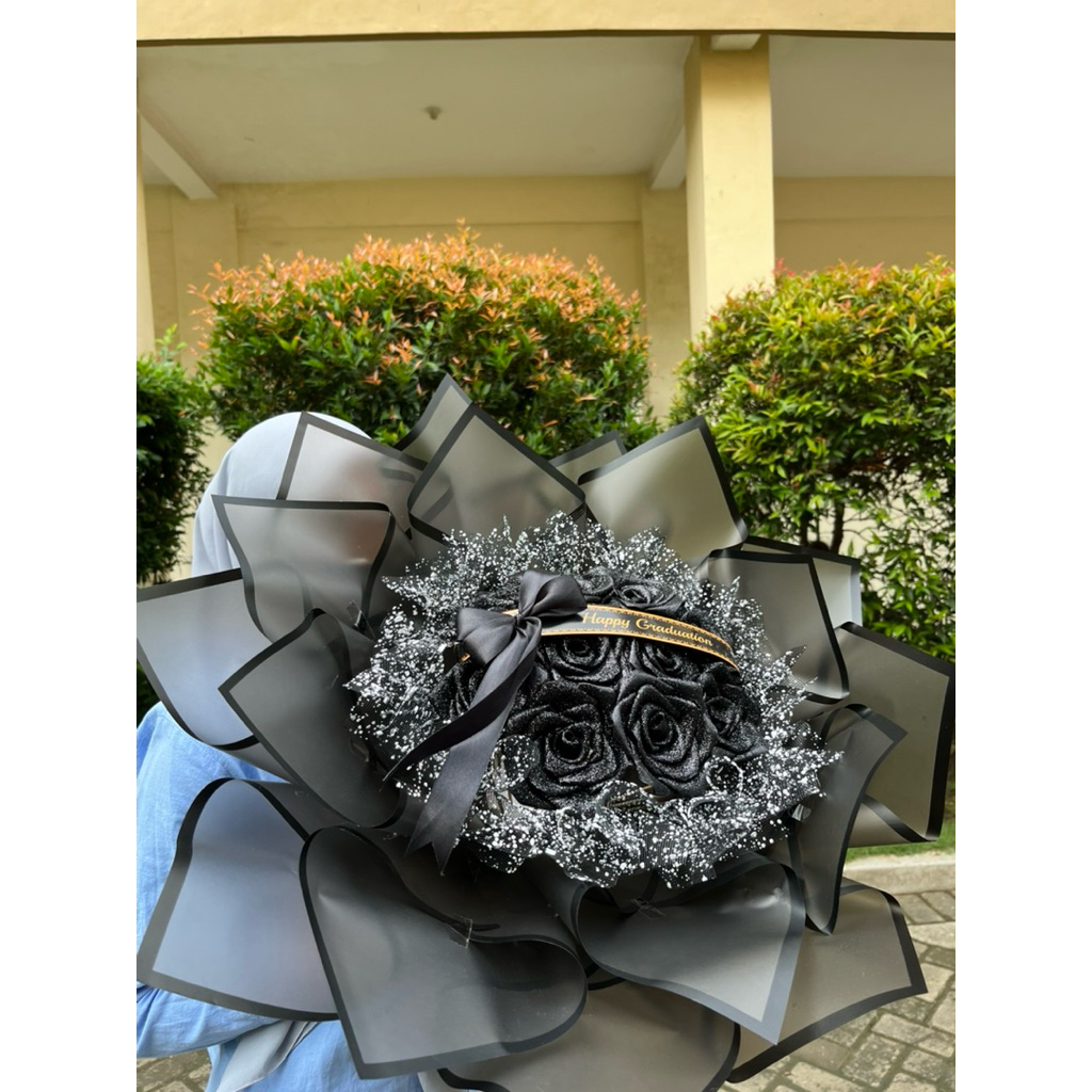 Buket Bunga Satin Gliter Jumbo