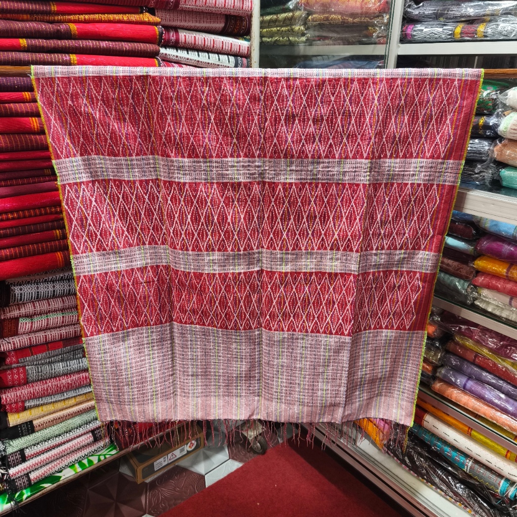 Ulos Simalungun Hati Rongga Tapak Catur Merah Maroon