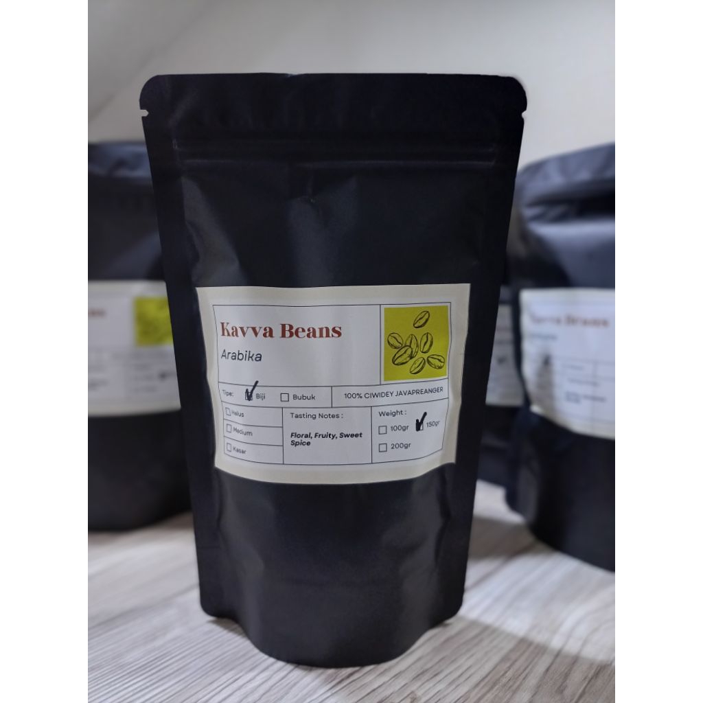 

150gr - 100% Arabika Ciwidey - Biji Kopi - Medium Roasted - Dengan after taste: Floral,Fruity, Sweet spice