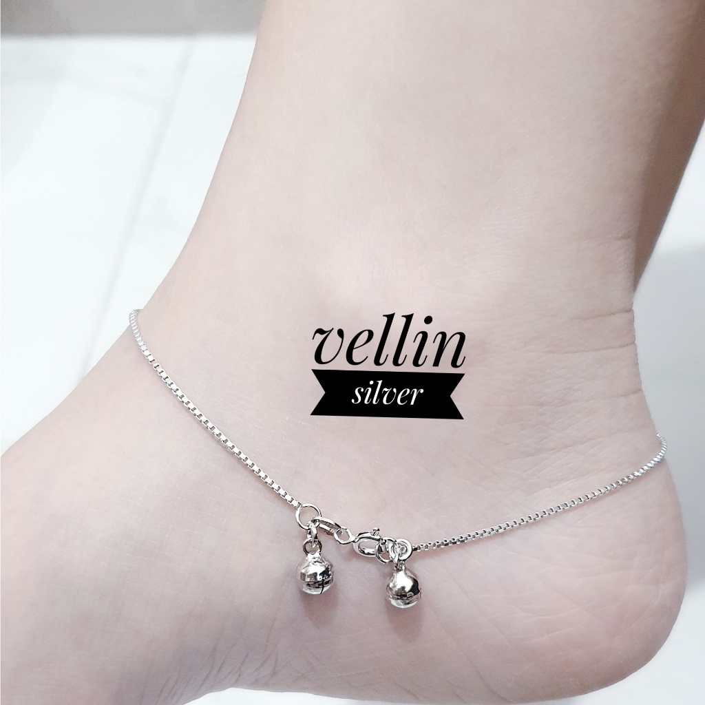 Gelang Kaki Italy Silver 925 Lapis Emas Putih - Perhiasan Gelang Kaki Wanita Perak Asli 925 Antikara