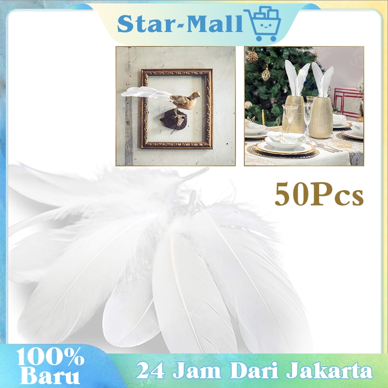 50Pcs Bulu Angsa Putih / DIY Iasan Bulu Angsa / Perlengkapan Dekorasi Rumah