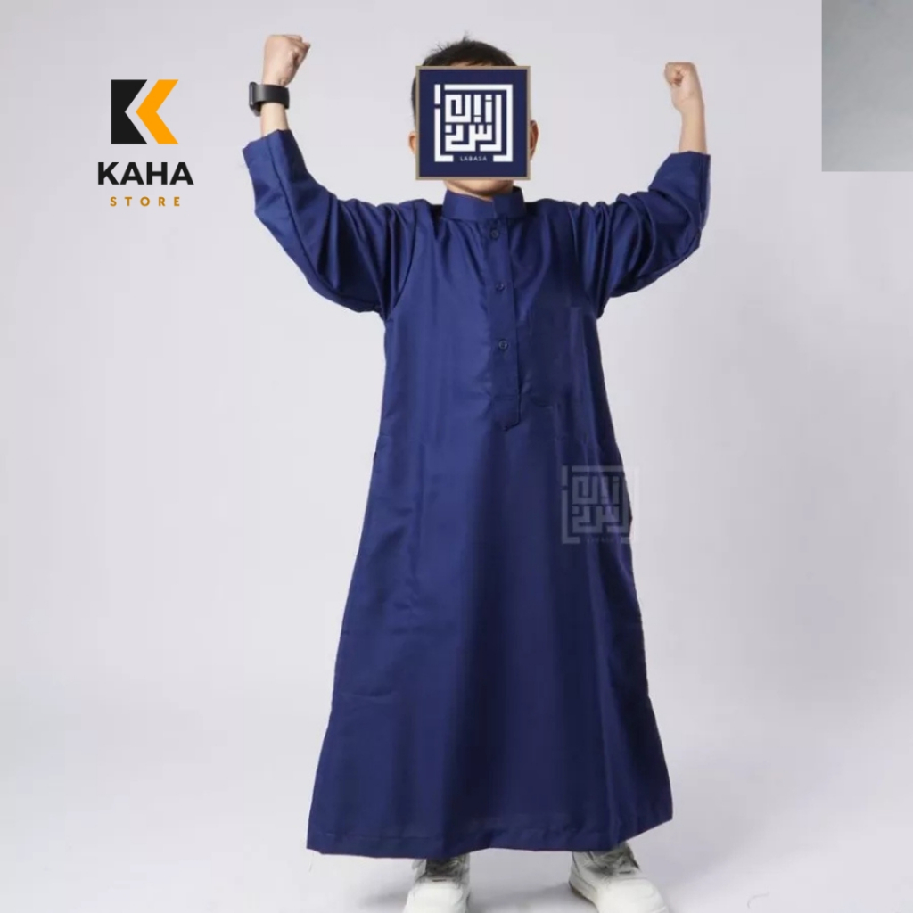 Jubah Anak Laki Polos Toyobo Lengan Panjang Navy | Gamis Anak Laki