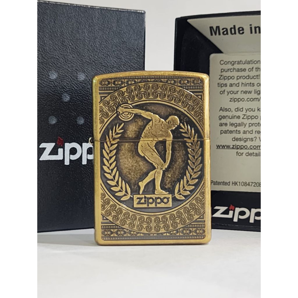 Zippo Original Antique Brass Bowling Design Engrave