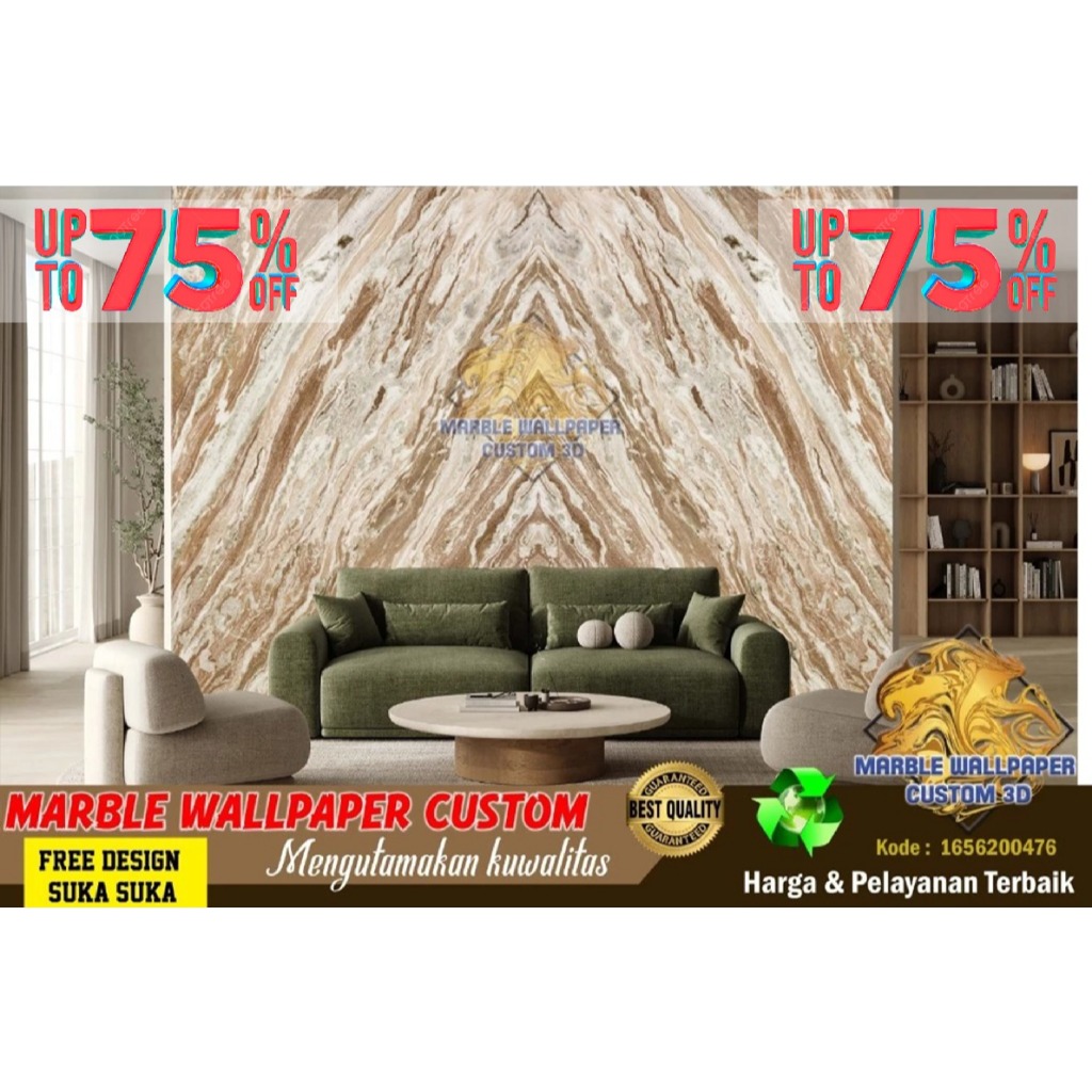 Wallpaper Custom 3D Tema Marmer | Wallpaper Dining Room Marmer | Wallpaper Ruang Makan Marmer | Wall